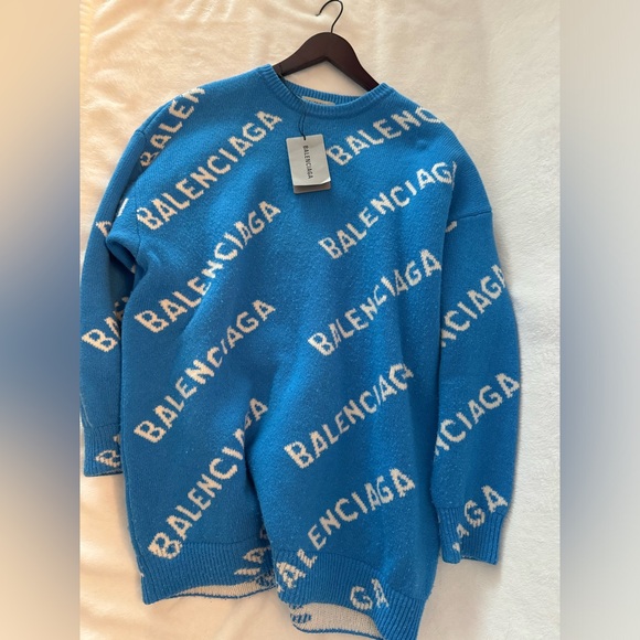 Authentic XS Balenciaga Intarsia Logo Jumper - Picture 2 of 8